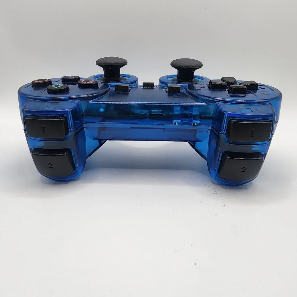 PS2 wireless controller Transparent Blue Dual Shock Vibration Tested & Working